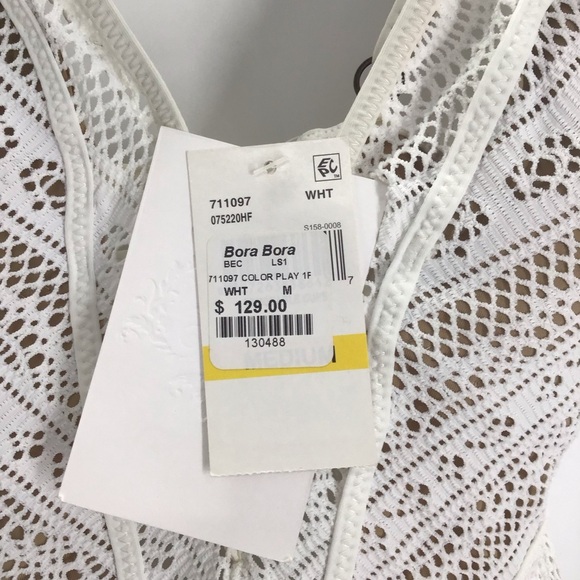 Becca Bora Bora Mesh One-Piece Swimsuit White/Nude Color play NWT Size Med - Picture 6 of 10